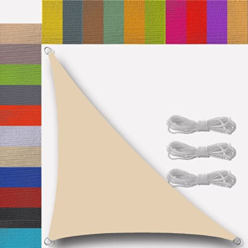 Ufamiluk sonnensegel 1x2x2.2m Dreieck Rechter Winkel Segeltuch wasserdicht sonnensegel nach maß Balkon Regenschutz 95% UV Schutz Windschutz Überdachung Plane für Garten Terrasse Outdoor Beige