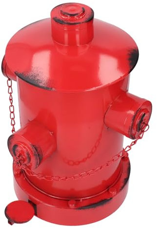 Poubelle en Métal, Poubelle de Bouche d'incendie Vintage de Style Industriel Exquis, Structure en Fer Robuste pour Le Jardin (Rouge)