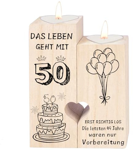 50 Geburtstag deko,Handgefertigte Kerzenständer aus Holz,50 Geburtstag Frau&Mann, Geschenke zum 50 Geburtstag (50 Geburtstag)