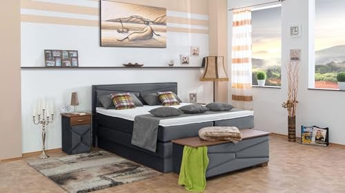 Boxspringbett Dion 240x220, VS-Grau, 7-Zohnen Taschenfederkernmatratze, Ergoflex - Inklusive Aufbau - Deutscher Hersteller
