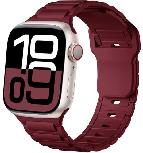 ALFARAY Silicona Correa Compatible con Apple Watch 10 46mm 45mm 44mm 49mm, Correa Deportivo Alpine Ocean para iWatch Series 10 9 8 7 SE 6 5 4 3 2 1 Ultra 2 1, Rojo Vino
