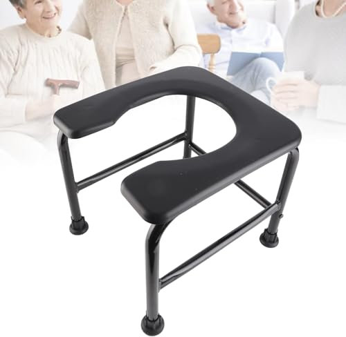 Chaise D'aisance Portable, Siège de Toilette, Femme Enceinte âgée, Salle de Bain, Tabouret de Bain Assis (Noir)