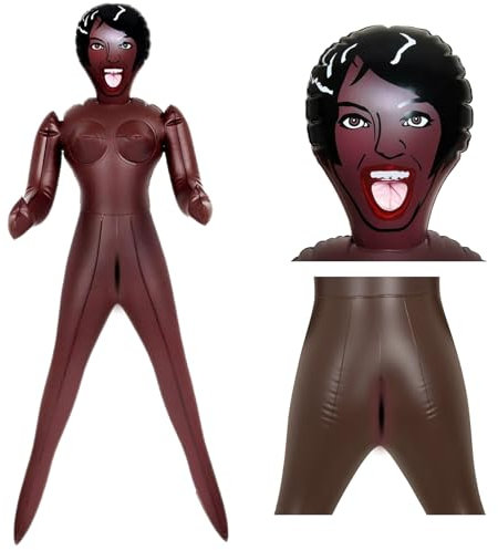 Sadodo Black Aufblasbare Frau PVC 155 cm,Puppen Sexy Women Gadget Erotik Scherzartikel Requisiten Party Dekoration Puppe Liebespuppen für Männer,Dunke