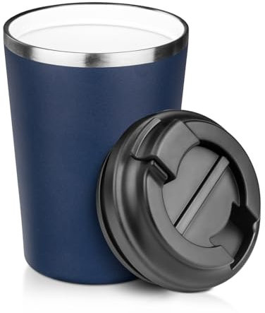 MEZMUT 12 oz Coffee Mug Tumbler Internal ceramic coating Stainless Steel Vacuum Tumbler Travel Mug Spill Proof with Lid Proof Thermos Cups for Hot and Cold Drink(Navy Blue)