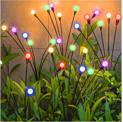 DooYard Starburst - Luci solari da giardino oscillanti quando soffia il vento, luci solari decorative da esterno, luce RGB a cambiamento di colore per cortile, patio, vialetto