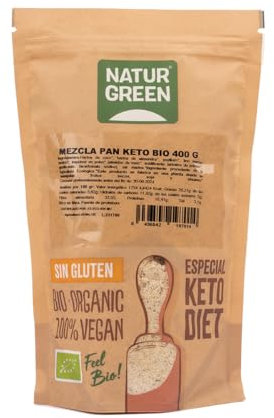 NaturGreen Preparado para Hacer Pan Keto 400 g | Sin Azúcares Añadidos | Sin Gluten | Bajo en Carbohidratos | Vegano | Opción Saludable | Preparado de pan | Sin Gluten | Harina