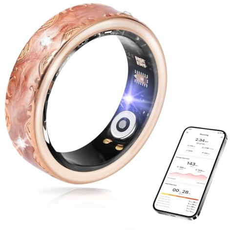 Anello intelligente per donne e uomini, monitoraggio della salute e del fitness con frequenza cardiaca, monitoraggio del sonno, ossigeno nel sangue, HRV, 128 modalità sportive, impermeabile IP68