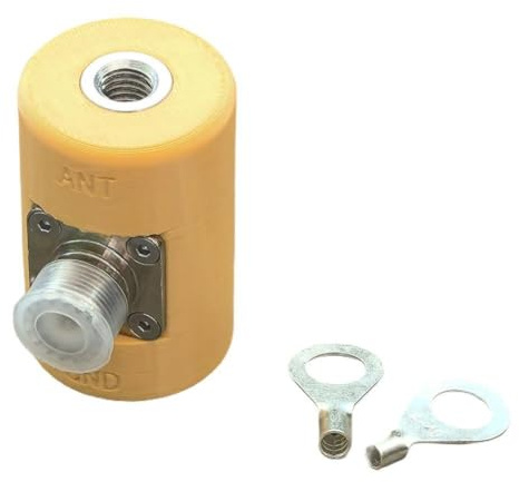 CYRENT M10 Threaded Antenna Base with SO239 Adapter for Shortwave Radio, Telescopic Antenna Grounding Kit with Ground Spike, Portable HF Antenna Base, Easy Install(base yellow)