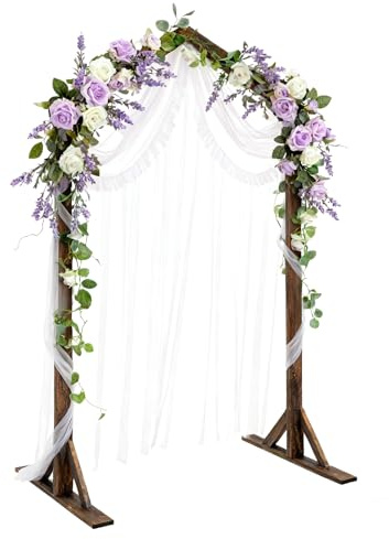 PlusFive Arche de Mariage Bois, 2.15m Support Arche Mariage en Bois, Large Arche Ballon, Arche en Bois Jardin Vieilli, Arche Fleur Mariage Champetre, Arche en Bois pour Mariage Anniversaire Fête Deco