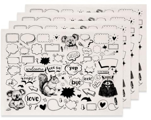 SUPERDANT 4 STK Lustige Tier Unterglasur Transferpapier Keramik Eichhörnchen Koala Keramik Glasur Ton Abziehbilder Schwarze Keramik Dekorfolien DIY Handwerkszubehör