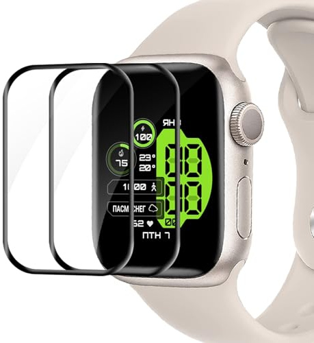 Cable Leader 2 Stück Schutzfolie für Panzerglas für Apple Watch Series 9/8/7 45mm, Ultra Transparent Anti-Öl Anti-Bläschen Apple Watch 8 45mm Displayfolie, Anti-Kratzer 3D Curved iWatch 45mm Glasfolie