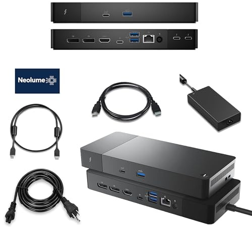 Dell Docking Station WD22TB4 180W Bundle Thunderbolt 4 Dell Performance Dock Station WD22TB4 with 180W Power Adapter + Neolume HDMI & DisplayPort Cable