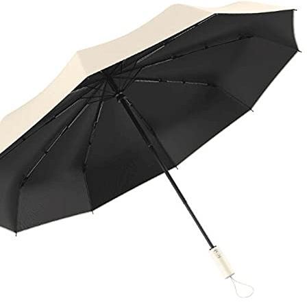 CFWSHJ Automatischer Regenschirm, 1 Stück, automatischer offener Regenschirm, Reise-Regenschirm, 12 Rippen für Auto-Regen im Freien, Beige, Schwarz, Blau, Gelber Regenschirm (schwarz, 101,6 x 61 cm)