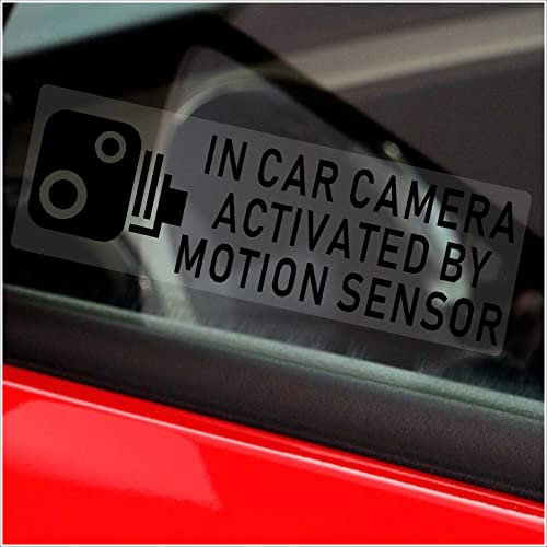 Platinum Place 5 x Stickers In Car Camera Activated by Motion Sensor Signs Vehicle Security Warning Detection CCTV Car Van Truck Taxi Mini Cab Bus Coach Small 75x25mm BLACK onto Clear C49