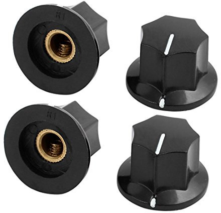 sourcing map 4pcs 6mm gerändelte Welle Plastik Rutschfest Potentiometer Drehknopf Abdeckung DE de