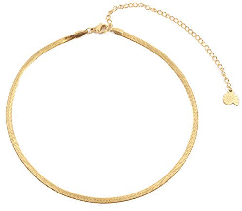 Happiness Boutique Collana Choker a Spina di Pesce in Color Oro | Delicata Collana Acciaio Inossidabile