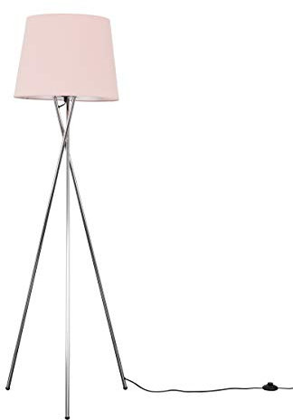 MiniSun | Modern Polished Chrome Floor Lamp with a Pink Tapered Shade | Floor Lamps & Torchieres, Home Décor & Improvement Essential | Includes 6W LED Bulb [3000K Warm White]