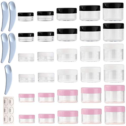 ZEJIA Pots à échantillons de produits cosmétiques avec couvercles en plastique sans BPA, Multicolore, Set 2, 30 pièces - Multicolore