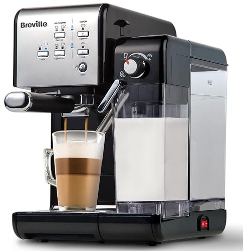 Breville One-Touch CoffeeHouse Coffee Machine | Espresso, Cappuccino & Latte Maker | 19 Bar Italian Pump | Automatic Milk Frother | ESE Pod Compatible | Black [VCF107]