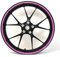 Adesivi per cerchioni, cromati, ologramma con strumento di montaggio da 16”, 17”, 18”, 19”, per auto e moto, larghezza 7 mm (neon rosa)