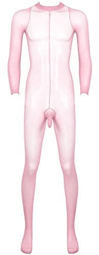 CHICTRY Homme Bodystocking Body Transparent Nuisette Erotique Maillots de Corps Bas Collant Ultra-Mince Combinaison avec Pénis Poche Jumpsuit Babydoll Clubwear