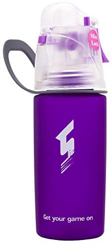 Sports Water Bottle Drink Spray, BPA Free Quick Flow Water Bottle Opens With One Click Leakproof Cup for Cycling Fitness Camping Hiking Outdoor (Purple M)