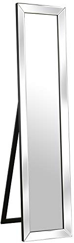 DRW Fuß aus Aluminium und Spiegel in Schwarz, 40 x 170 cm