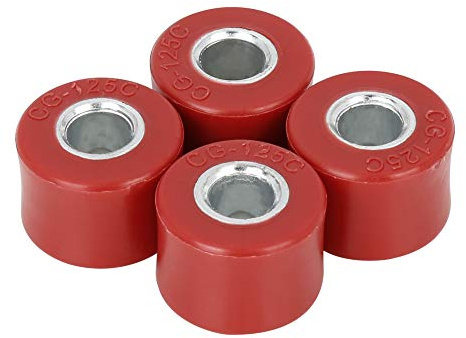 F FIERCE CYCLE Stoßdämpferbuchsen Für CG125 4 STK. | Rot, Silberton, Gummi, Metall, 24x24x16mm, Innendurchmesser 9,4mm, Außendurchmesser 24mm, Für Motorrad, Roller, Langlebig