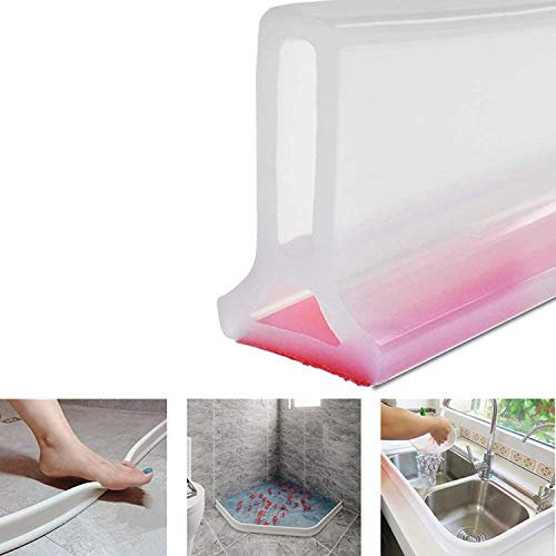 Barriera Doccia Pieghevole e Sistema di ritenzione per diga d'Acqua per Doccia e Mantiene l'acqua all'Interno della soglia Separazione asciutta e umida (120 cm/47.24 in,Trasparente)