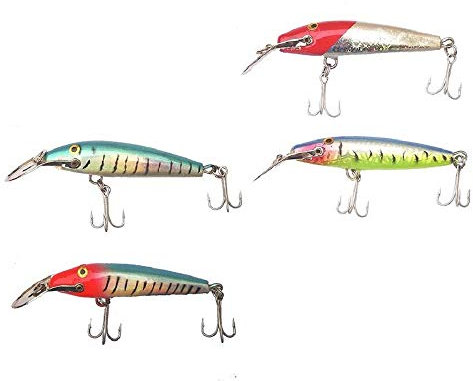 Zepre Cucchiaini Minnow Pesciolini Mare Affondanti sonoro con Pallini all'Interno Reflex cm. 7 e cm. 9 (Testa Rossa-Giallo)