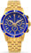 LOUIS XVI Herren-Armbanduhr Majesté Stahlband Gold Blau Keramik Chronograph Analog Quarz Edelstahl 1105