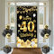 Banydoll 40. Geburtstag Deko, 40 Geburtstagsbanner für Männer und Frauen, Schwarzes und Gold Dekoration Banner Hintergrund, Extra Große Geburtstags Schild Poster für 40. Geburtstagsfeier Deko