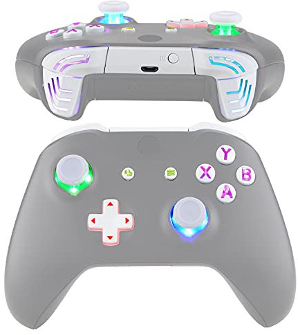 eXtremeRate Multicolori Tasti Luminosi DTFS LED Kit per Xbox One S X Controller Joystick Model 1708 D-pad Levette Analogiche Bumper Trigger Pulsante ABXY(NON Include Controller)-Bianco