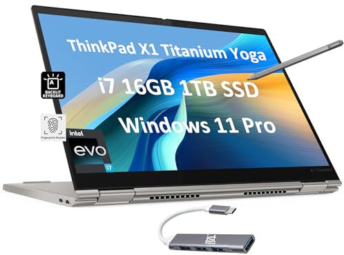 Lenovo ThinkPad X1 Titanium Yoga 2-in-1 Laptop (touchscreen QHD da 13,5, Intel Core i7, 16 GB di RAM, 1 TB SSD, penna di precisione), PC AI per designer e fotografi, leggero, 3 anni WRT, Win 11 Pro