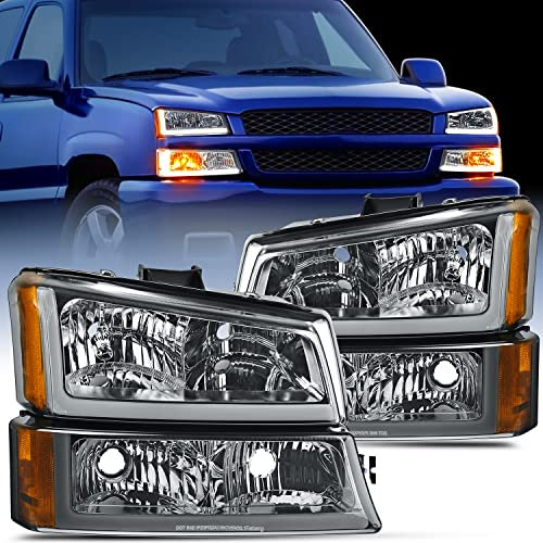 Nilight Scheinwerfer Montage für 03 04 05 06 Chevy Silverado Avalanche 1500 2500 3500/07 Chevrolet Silverado Classic Scheinwerfer, Rauchgehäuse