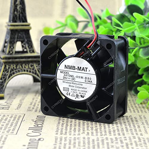 CYRMZAY Ventilador Compatible para NMB-MAT 2410ML-05W-B80 24V 0.34A 6cm 6025 2-Wire cooling Ventilador