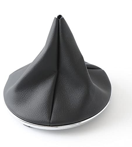 Cuffia Leva Cambio Manuale + Ghiera Cromata Interna e Esterna Telaio Compatibile con Fiat 500 2007> Cuciture Nere Set Completo Ricambio Auto