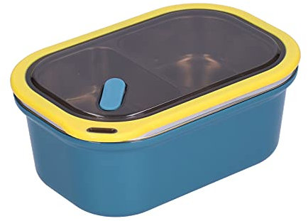 lyrlody 1.2L Lunchbox mit 2 Fächern und Edelstahlbesteck 2-lagige -Box Tragbare Luftdichte Lunchbox für Erwachsene und Kinder 20 X 14 X 8 cm(Blau)