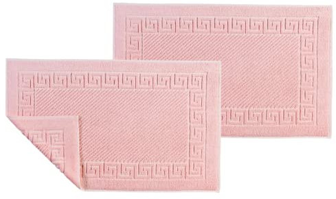 ASTREA TEXTILES Tapis de Bain pour Salle de Bain - Tapis de Sol 100% Coton - Linge de Toilette (Lot de 2) (Rose Clair)