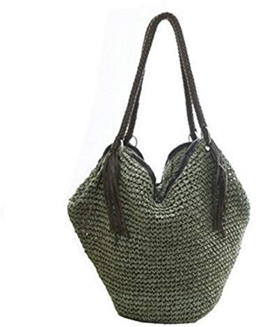pologmase Korb aus Stroh Tasche Korbtasche 19cmx33cm Einkaufstasche Umhängetasche Korb mit Schulterriemen Schultertasche