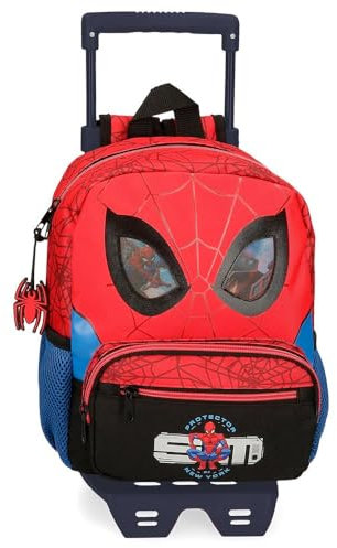 Marvel Spiderman Protector Sac à dos préscolaire avec chariot rouge 23x28x10 cms Polyester 6,44L