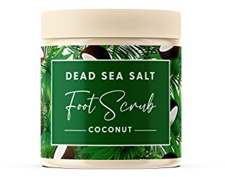 CalmGenix Totes Meer Salze Peeling Fußpeeling mit Kokosöl | Natürliches Fußpeeling | Rissige Fersenfüße Harte Haut Entferner | Fußbefeuchter - Totes Meer Salzpeeling für Home Foot Spa - 460g