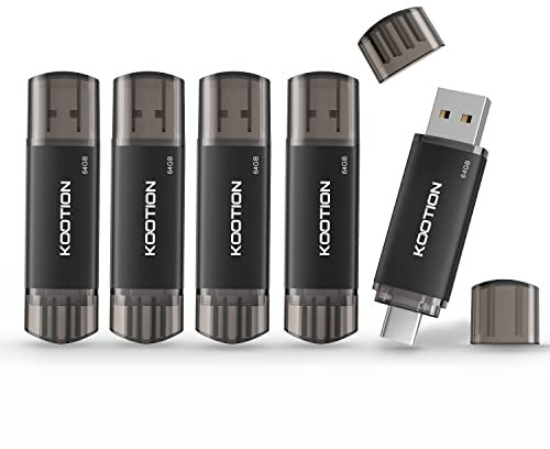 KOOTION Memoria USB C 64 GB 5 Piezas, Pendrive USB C OTG 2.0, 2 en 1 Pendrive Tipo C Memoria 64 Gigas para Android/Window/PC/MacBook, Teléfono Huawei/Xiaomi/Samsung, Almacenamiento de Datos Externo