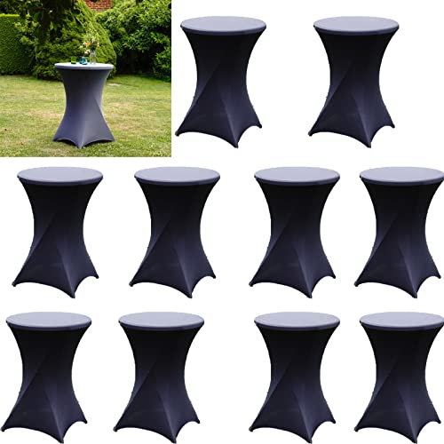 TRUTZHOLM 10er Set Stehtischhusse in anthrazit für Partytisch Bistrotisch Decke 60cm 70cm 80cm Klapptisch Tischüberzug Tischhusse Tischdecke Husse