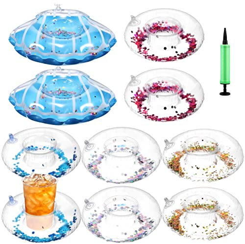 Gadpiparty 10 Piezas Posavasos Flotadores De Copa De Cóctel Portavasos Flota Flotador De Bebidas De Natación Portavasos De Piscina De Polivinilo Estante De Cerveza Inflable