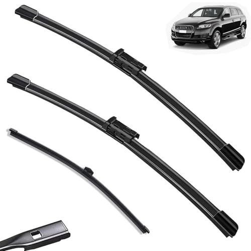 Kompatibel mit Audi Q7 4M 2016–2021, 26 Zoll + 20 Zoll + 16 Zoll vorne, hinten, Wischerblätter, Bürstenschneider, Zubehör 2016 2017 2018 2019 2020 2021