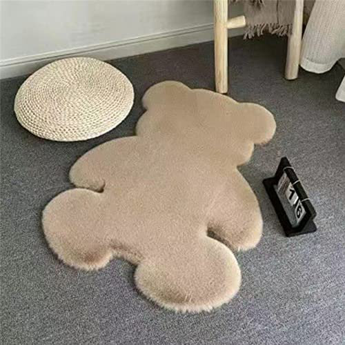 Teppich in Bärenform, Weicher, Zotteliger Teppich für das Kinderzimmer, Süßer, Weicher, Flauschiger Kunstfellteppich, Flauschiger, Zotteliger Teppich, Niedliche Baby-Spielmatte, Niedliche,(Khaki)