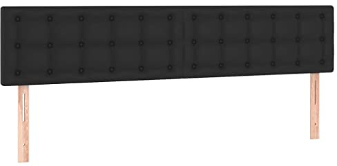 vidaXL Kopfteil, Bettkopfteil mit Holzbeinen, Höhenverstellbar Polsterkopfteil für Bett, Betthaupt Bettzubehör Schlafzimmer, Schwarz 180x5x78/88cm Kunstleder