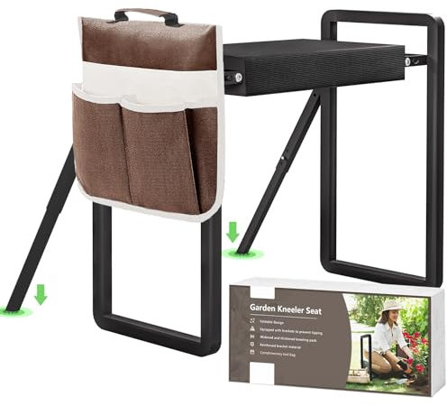 Onadak Foldable Garden Kneeler Seat With Handles & Tools Bag - Heavy Duty EVA Foam Padded Lightweight Kneeling Stool for Gardening - Multi-Use Portable Seat