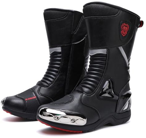 GAUUA Stivali Moto Motociclisti Enduro Boot Gear Shifter Guard Night Reflective per Adventure Touring off-Road Riding,Nero,46